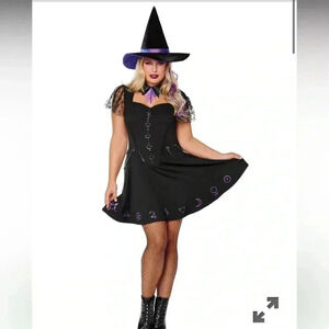 Spirit Halloween Adult Coven Academy Witch Costume, Black/Purple, Small 4-6
